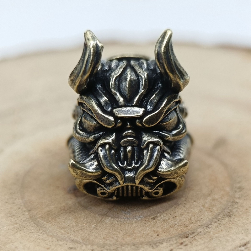 Edc Carry Kit - Mecha Dog Head Brass Knife Bead