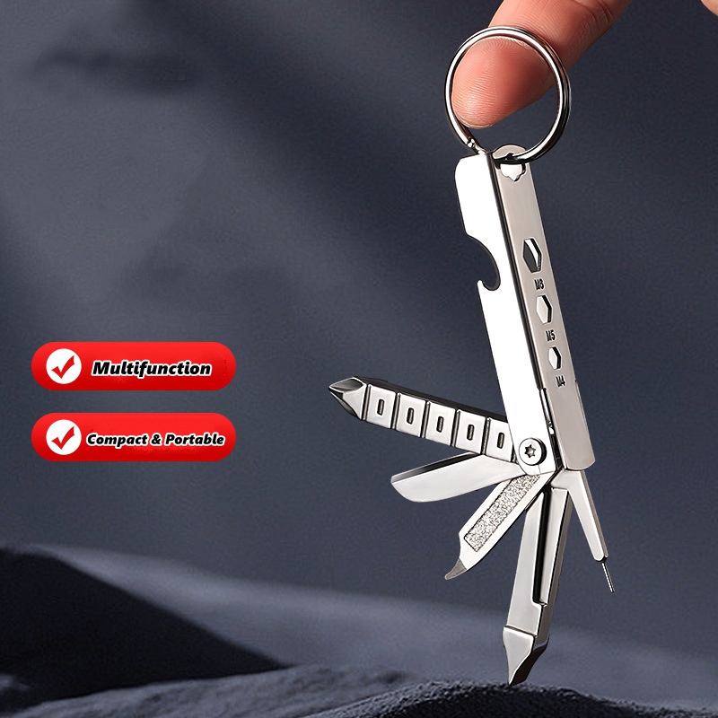 Edc Everyday Carry Knives - 11-in-1 Keychain Multi Tool, Stainless Steel